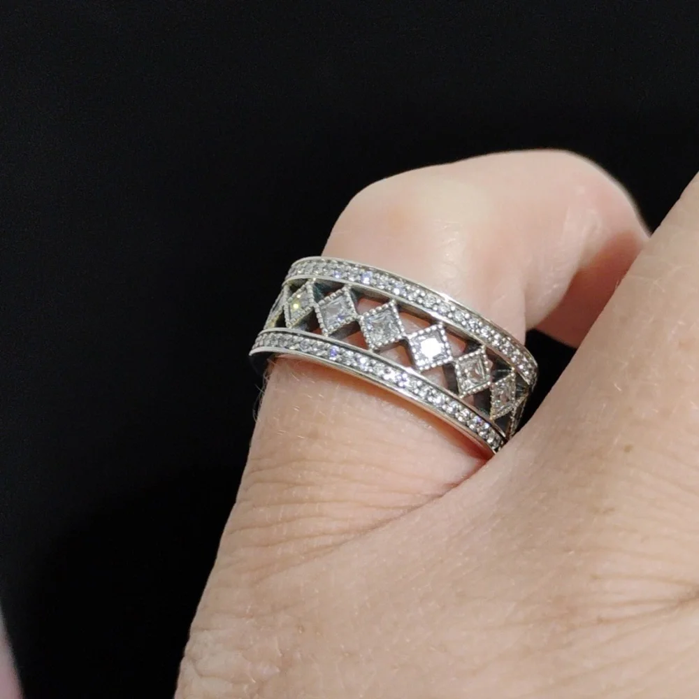 SALE! Auth Pandora Fascination Vintage 925 CZ Ring Like New Condition Sz.50/5